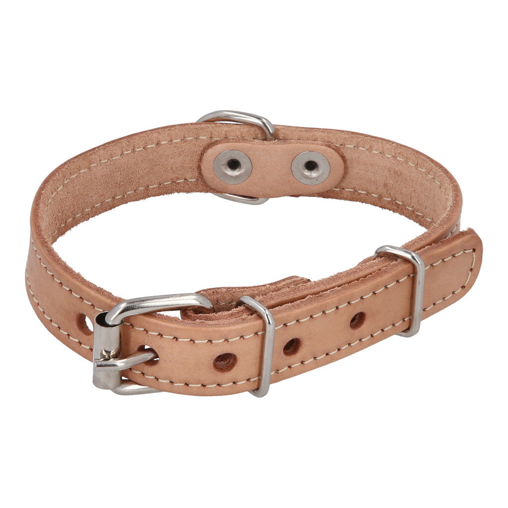 COLLAR PARA MASCOTAS DE CUERO NATURAL CON COSTURAS