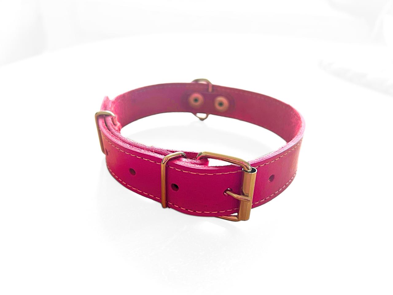 COLLAR PARA MASCOTAS DE CUERO NATURAL CON COSTURAS