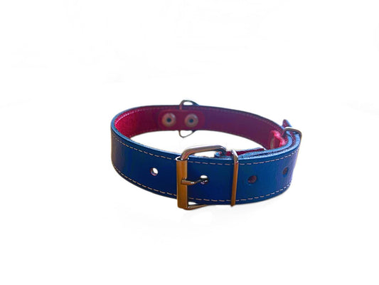 COLLAR PARA MASCOTAS DE CUERO NATURAL CON COSTURAS