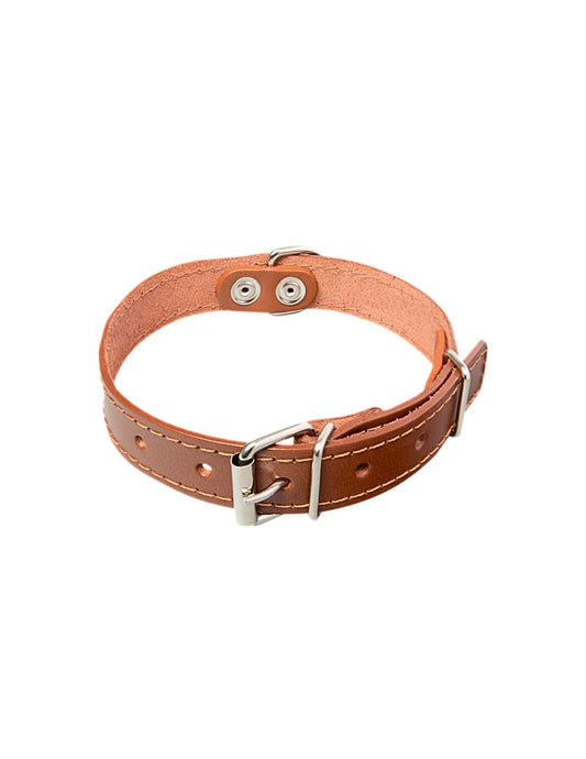 COLLAR PARA MASCOTAS DE CUERO NATURAL CON COSTURAS